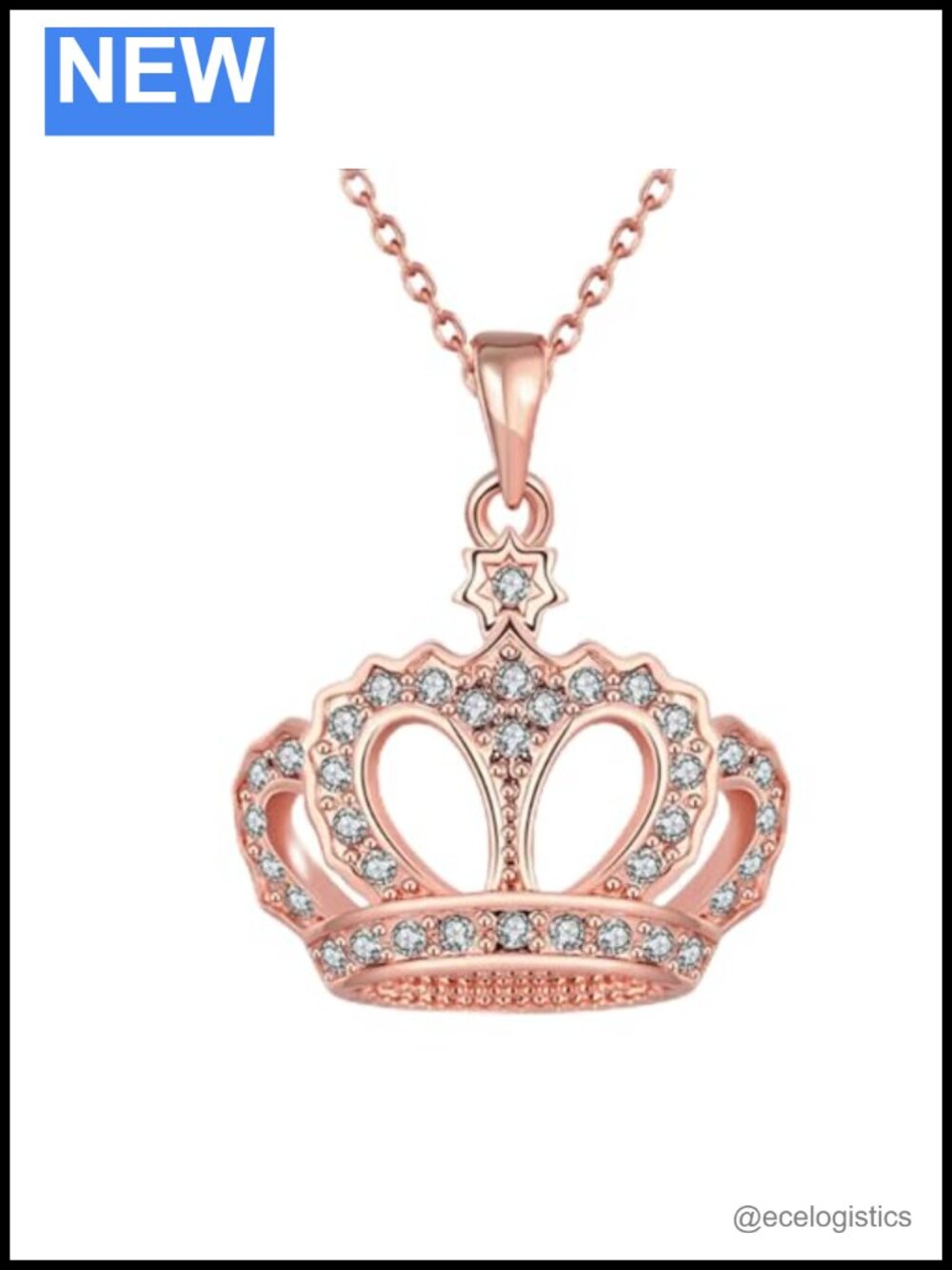 14K Yellow Gold Crown Necklace - Queen Pendant for Women